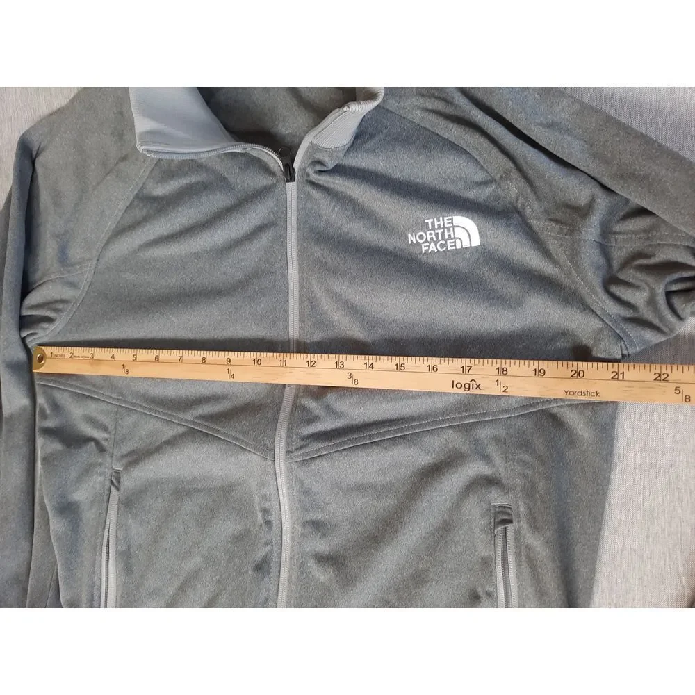 The North Face Men's Medium Tech Fleece Zip-Up Stretch Jacket Gray‎ Polyester